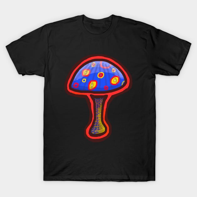 Red Blue Yellow Mushroom T-Shirt by Dialon25